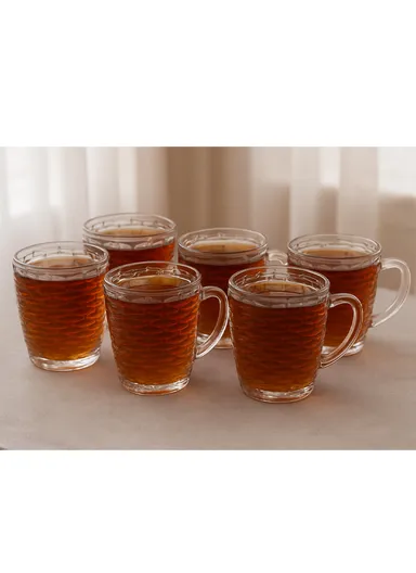 180ml 6Pcs Elegant Round Glass Cup Suitable For Hot &amp; Cold Beverages 