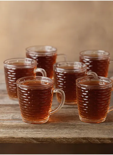 180ml 6Pcs Elegant Round Glass Cup Suitable For Hot &amp; Cold Beverages 