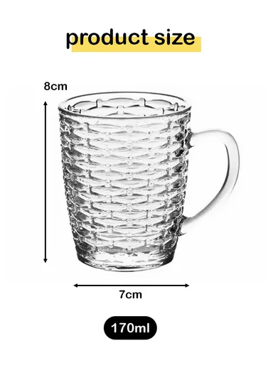 180ml 6Pcs Elegant Round Glass Cup Suitable For Hot &amp; Cold Beverages 