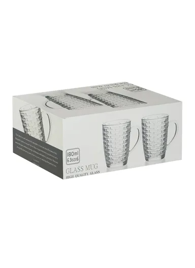 180ml 6Pcs Elegant Round Glass Cup Suitable For Hot &amp; Cold Beverages 