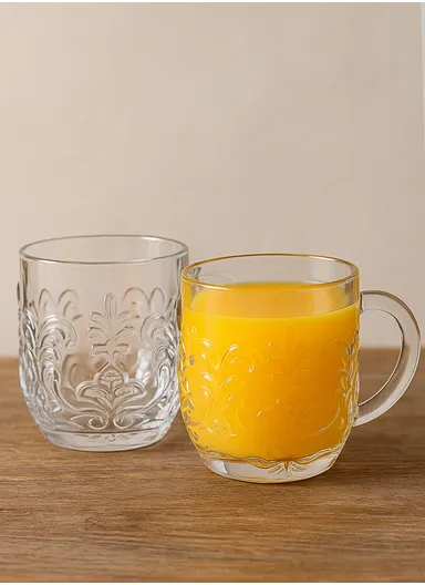 6-Pcs 300ml Hot Beverages Glass Mug Set with Handle