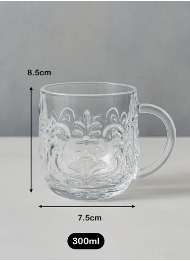 6-Pcs 300ml Hot Beverages Glass Mug Set with Handle