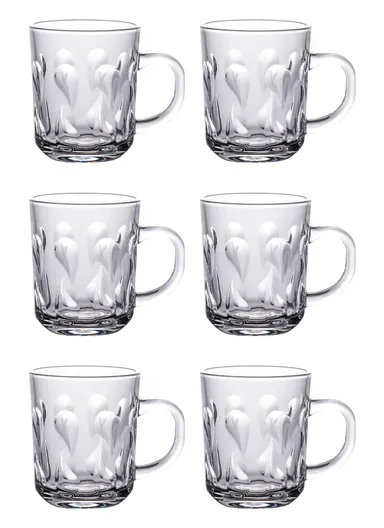  220ml 6 Pcs Elegant Round Glass Cup Suitable For Hot &amp; Cold Beverages