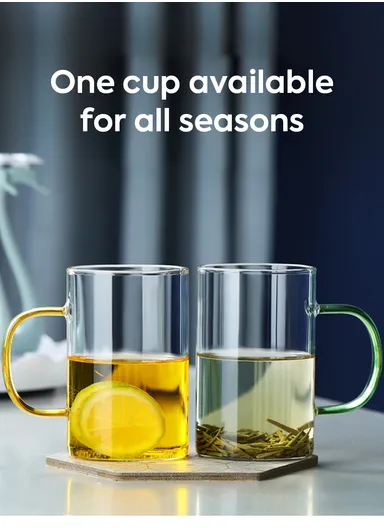 265ml Round Shape Glass Cup, Hot &amp; Cold Suitable Beverages (D6.5 x H8)cm - Dark Green