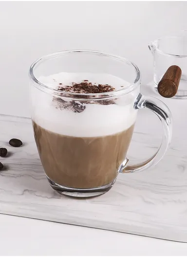 310ml 6 Pcs Glass Transparent Heatproof Cups With Handle For Tea &amp; Coffee BMZB29-3 (D9 x H10)cm