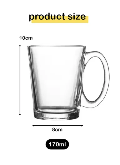 300ml 6Pcs Elegant Round Glass Cup Suitable For Hot &amp; Cold Beverages