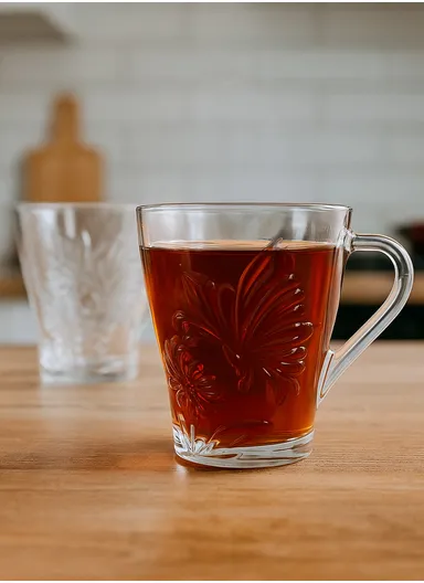 230ml 6-Pcs Hot Beverages Glass Mug Set with Comfortable Grip