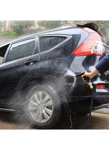30m High Tensile Water Pipe Sprayer Nozzle High Pressure Spray Gun Set for Car Washing, Outdoor Gardening, Pets Shower R-2383 - Silver