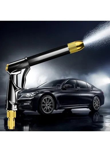 30m High Tensile Water Pipe Sprayer Nozzle High Pressure Spray Gun Set for Car Washing, Outdoor Gardening, Pets Shower R-2383 - Silver