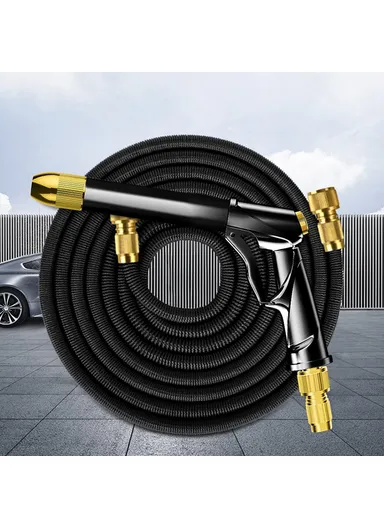 30m High Tensile Water Pipe Sprayer Nozzle High Pressure Spray Gun Set for Car Washing, Outdoor Gardening, Pets Shower R-2383 - Silver