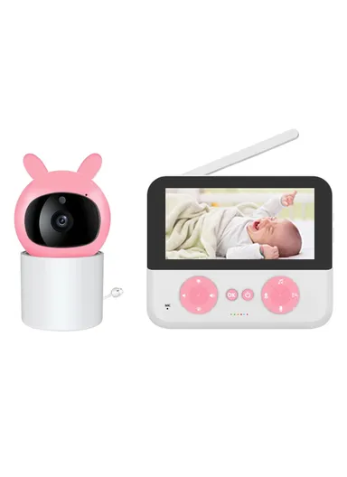 4.3 Inch Baby Monitor with 2.4G Wireless Two Way Audio Night Vision Pan and Tilt Security Camera C5-B - Pink