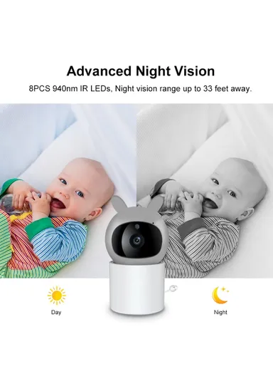 4.3 Inch Baby Monitor with 2.4G Wireless Two Way Audio Night Vision Pan and Tilt Security Camera C5-B - Pink