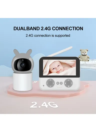 4.3 Inch Baby Monitor with 2.4G Wireless Two Way Audio Night Vision Pan and Tilt Security Camera C5-B - Pink