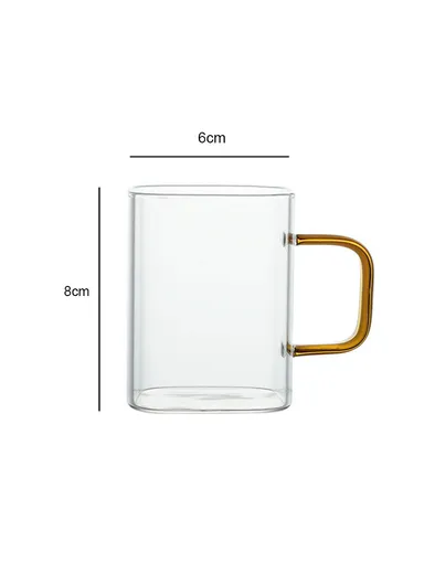 290ml Square Shape Glass Cup, Hot &amp; Cold Suitable Beverages (L6 x W6 x H8)cm - Green