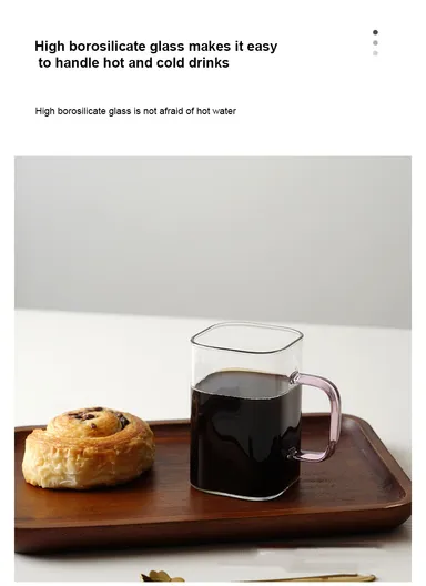 290ml Square Shape Glass Cup, Hot &amp; Cold Suitable Beverages (L6 x W6 x H8)cm - Green