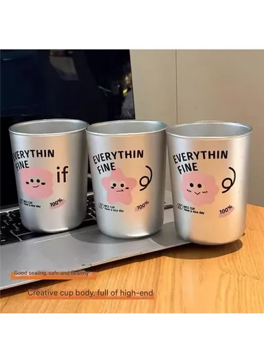 350ml Stainless Steel Tumbler with Straw. Anti-Spill Lid Stainless Steel Cup W001