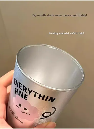 350ml Stainless Steel Tumbler with Straw. Anti-Spill Lid Stainless Steel Cup W001