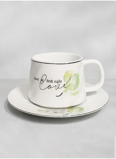 12-Pcs 145ml Ceramic Round Folk Vintage Tea Cup Set, 6-Cups &amp; 6-Saucers Set