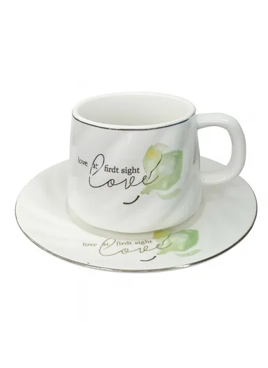 12-Pcs 145ml Ceramic Round Folk Vintage Tea Cup Set, 6-Cups &amp; 6-Saucers Set