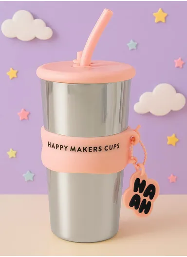 1.5L Stainless Water Bottle Tumbler with ABS Lid, Filter &amp; Straw TYKP (D9.4 x H18)cm - Pink