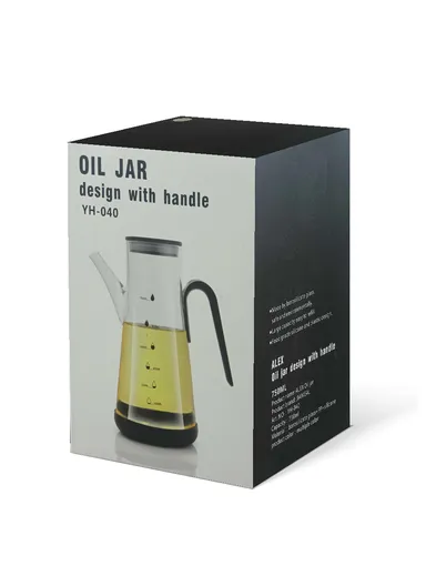 750ml Borosilicate Glass Oil Storage Jar with Hand with Anti-Spill Lid ZMJ-33 - Off-White
