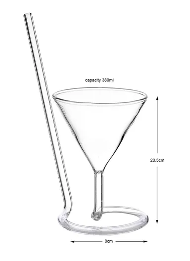 380ml Modern &amp; Fancy Design Cold Beverage Glass Cup with Straw