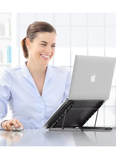 Foldable Adjustable-Height Iron Mesh Desktop Stand (W24 x D19 x H19)cm