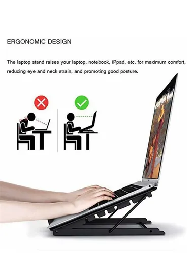 Foldable Adjustable-Height Iron Mesh Desktop Stand (W24 x D19 x H19)cm