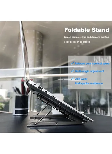 Foldable Adjustable-Height Iron Mesh Desktop Stand (W24 x D19 x H19)cm