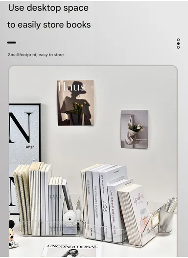 Three Open Style Vertical Desktop Bookshelf with Handles, Organizer for Office &amp; Home (W25 × D25 × H11)cm