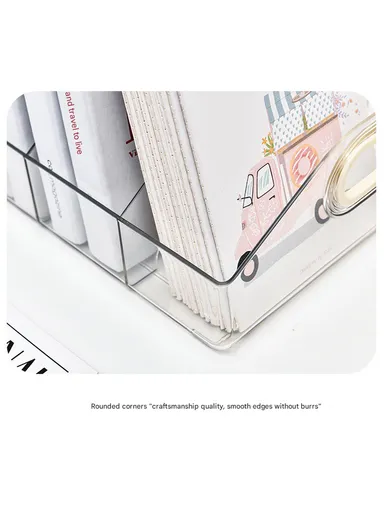 Three Open Style Vertical Desktop Bookshelf with Handles, Organizer for Office &amp; Home (W25 × D25 × H11)cm