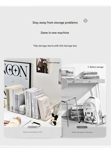 Three Open Style Vertical Desktop Bookshelf with Handles, Organizer for Office &amp; Home (W25 × D25 × H11)cm