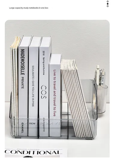 Three Open Style Vertical Desktop Bookshelf with Handles, Organizer for Office &amp; Home (W25 × D25 × H11)cm