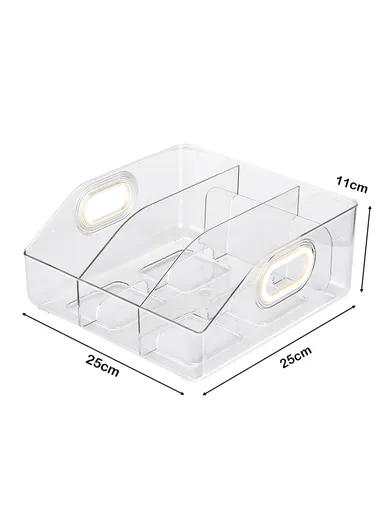 Three Open Style Vertical Desktop Bookshelf with Handles, Organizer for Office &amp; Home (W25 × D25 × H11)cm