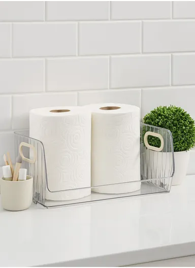 Open Style Single-Layer Storage Drawer Cabinet with Side Handles, Transparent Stackable Cabinet for Kitchen &amp; Home (W32 × D15 × H12.5)cm