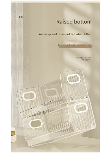 Open Style Single-Layer Storage Drawer Cabinet with Side Handles, Transparent Stackable Cabinet for Kitchen &amp; Home (W32 × D15 × H12.5)cm