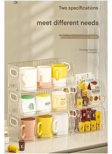 Open Style Single-Layer Storage Drawer Cabinet with Side Handles, Transparent Stackable Cabinet for Kitchen &amp; Home (W32 × D15 × H12.5)cm