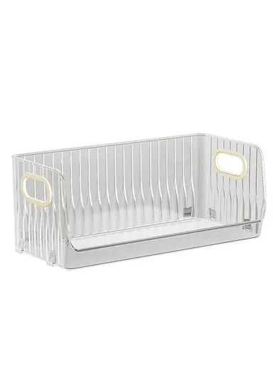 Open Style Single-Layer Storage Drawer Cabinet with Side Handles, Transparent Stackable Cabinet for Kitchen &amp; Home (W32 × D15 × H12.5)cm