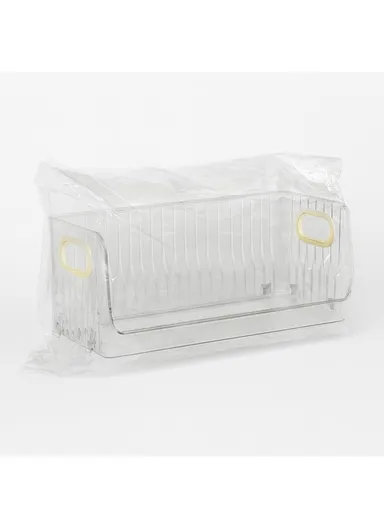 Open Style Single-Layer Storage Drawer Cabinet with Side Handles, Transparent Stackable Cabinet for Kitchen &amp; Home (W32 × D15 × H12.5)cm