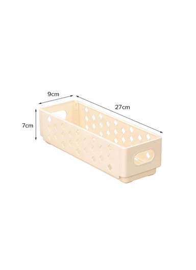 Folding Plastic Storage Box with Cut-Out Handles (L27.5 x W10 x H7)cm AX-801 - Cream