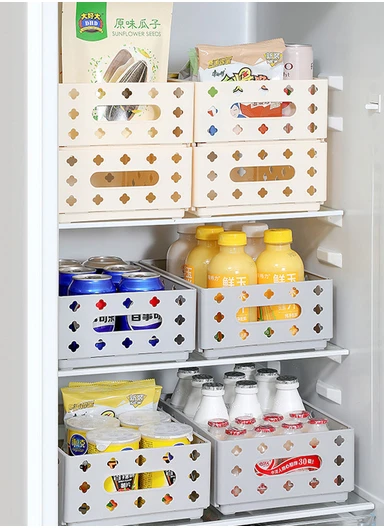 Folding Plastic Storage Box with Cut-Out Handles (L27.5 x W10 x H7)cm AX-801 - Cream