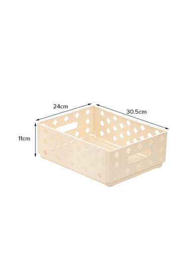 Folding Plastic Storage Box with Cut-Out Handles (L30.5 x W24 x H11)cm AX-801 - Cream