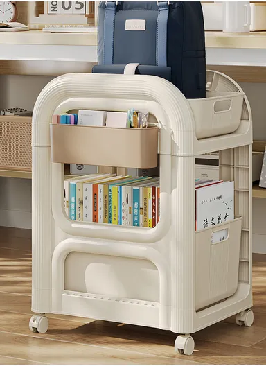 2-Tier Rolling Utility Cart with Deep Baskets, Floor-Standing Storage Organizer with Wheels (W37 x D33.5 x H28)cm GX-2610--2