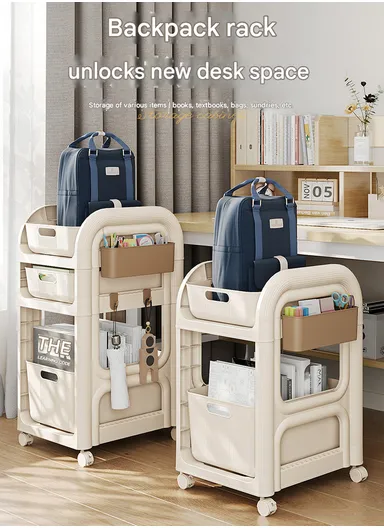 2-Tier Rolling Utility Cart with Deep Baskets, Floor-Standing Storage Organizer with Wheels (W37 x D33.5 x H28)cm GX-2610--2