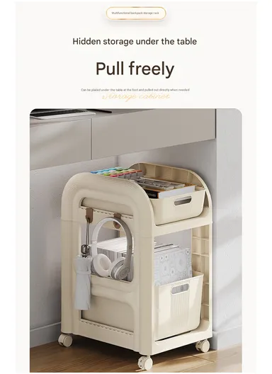 3-Tier Rolling Utility Cart with Deep Baskets, Heightened Floor-Standing Storage Organizer with Wheels (W37 x D33.5 x H39.5)cm GX-2610--4