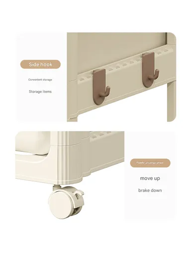 3-Tier Rolling Utility Cart with Deep Baskets, Heightened Floor-Standing Storage Organizer with Wheels (W37 x D33.5 x H39.5)cm GX-2610--4