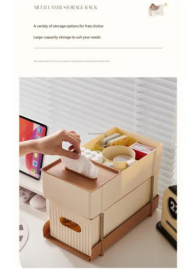 2-Tier Rolling Storage Cart with Grid Basket, Slim Foldable Organizer for Small Spaces, Laundry, Kitchen, Bathroom GX-2609--5