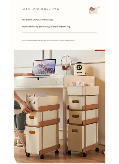 2-Tier Rolling Storage Cart, Slim Foldable Organizer for Small Spaces, Laundry, Kitchen, Bathroom GX-2609--6