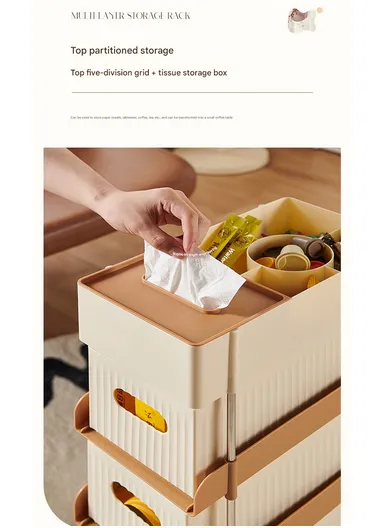 2-Tier Rolling Storage Cart, Slim Foldable Organizer for Small Spaces, Laundry, Kitchen, Bathroom GX-2609--6