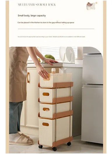 2-Tier Rolling Storage Cart, Slim Foldable Organizer for Small Spaces, Laundry, Kitchen, Bathroom GX-2609--6